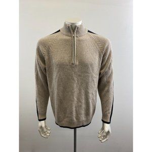 Bellissimo 1/4 Zip Pullover Sweater Men's Size Large Beige Acrylic Blend